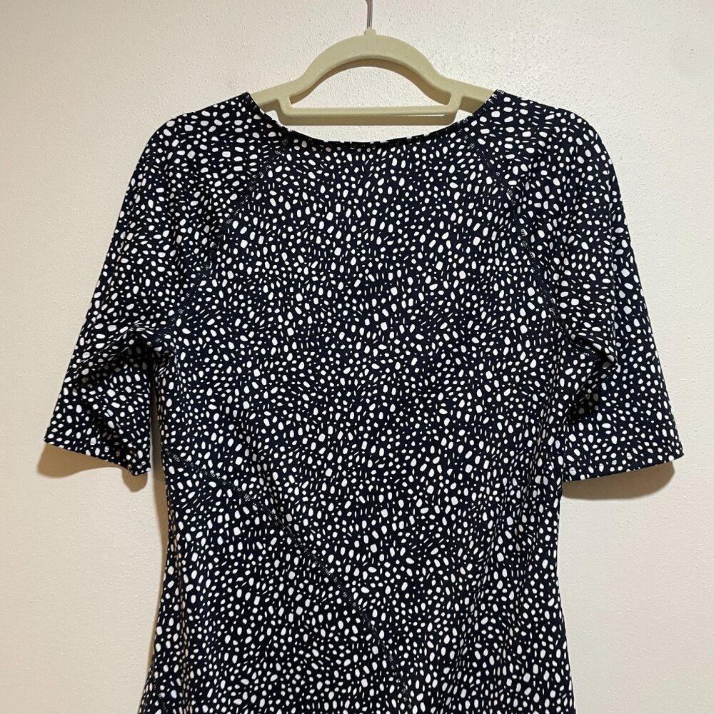 Title Nine Size M Sayonara Cafe Sleeve Black White Dot Dress 3/4 Sleeve - Picture 10 of 11